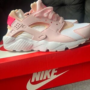 Nike Pink and White Sneakers with Huarache Design